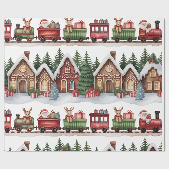 Kids Christmas Wrapping Paper – Toyland and Train  (Flat)