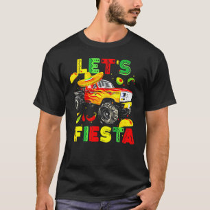 Kids Cinco De Mayo Let's Fiesta Dinosaur Rex Monst T-Shirt