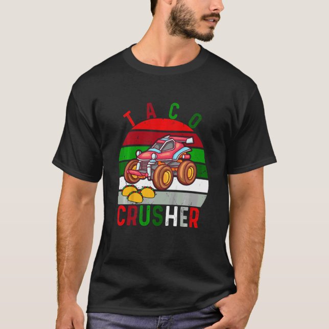 Kids Cinco De Mayo Taco Crusher Monster Truck Vint T-Shirt (Front)