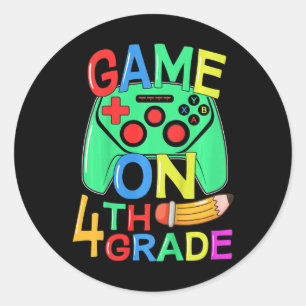 Kids Ck To School Video Gamer 4th Grade Game On Fo Classic Round Sticker