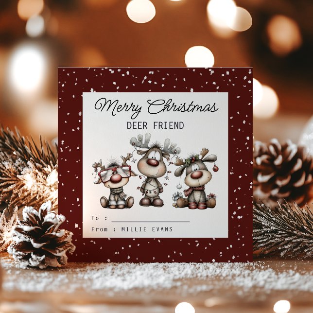 Kids Classroom Deer Themed Holiday Card (Creator Uploaded)