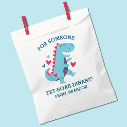 Kids Classroom Dinosaur Valentines Day Favour Bag