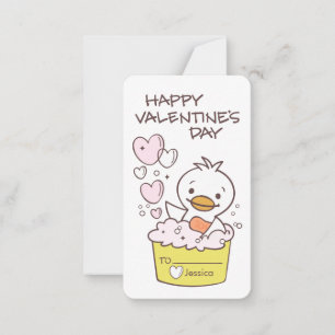 Kids Classroom Duck Bubble Bath Hearts Valentine Card