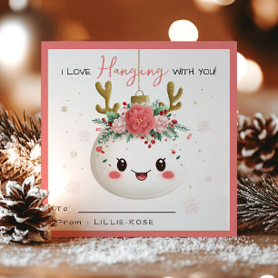 Kids Classroom Kawaii Reindeer Christmas Holiday Card