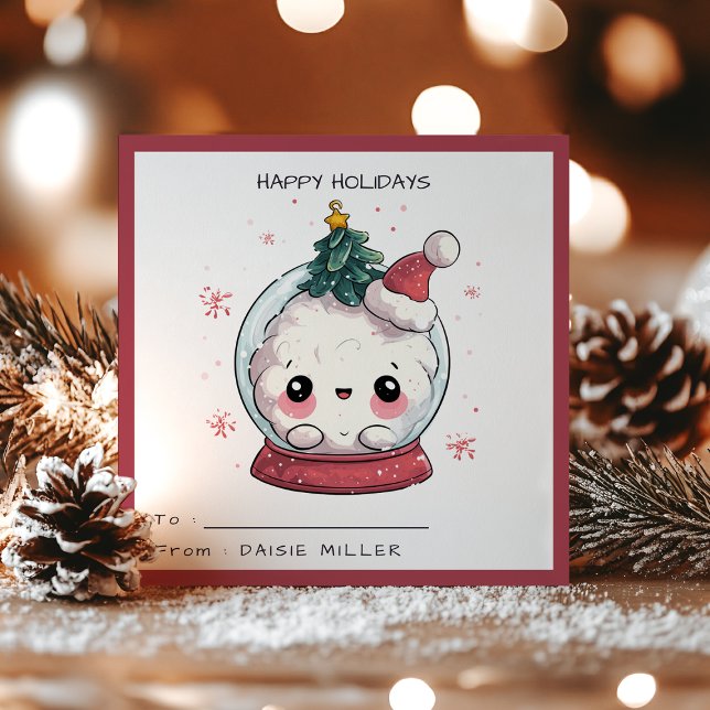 Kids Classroom Kawaii Snow Globe Christmas Holiday Card (Creator Uploaded)