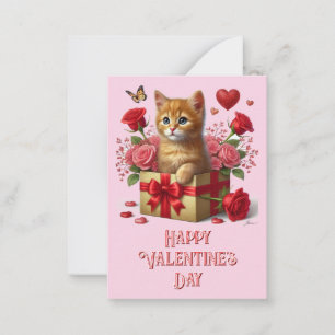 Kids Classroom Valentine's Day Cute Kitty Card