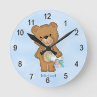 Kid's Clock Baby Boy Teddy Bear Baby Bottle
