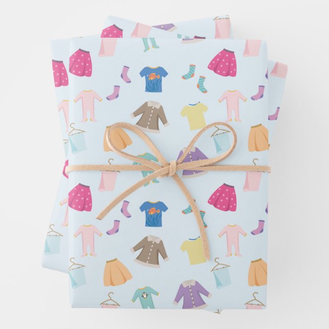 Kids Clothes Laundry Pattern Wrapping Paper (In situ)