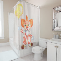 Kids Clown With Orange Hair Shower Curtain