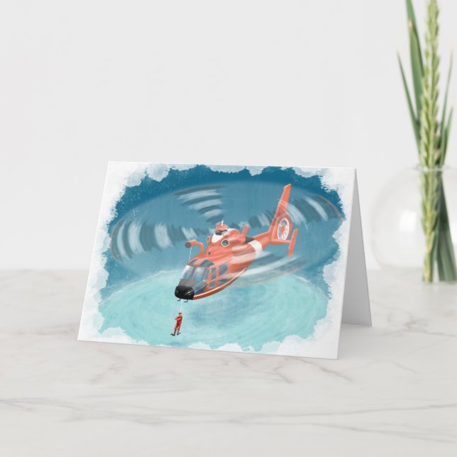 kids coast guard helicopter birthday card (Front)