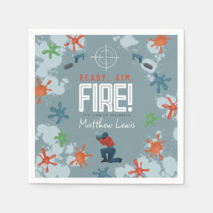 Kids Colorful Paintball Boys Birthday Party Napkin