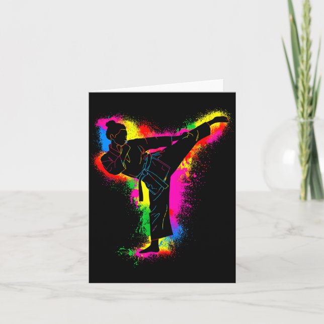Kids Colorful Taekwondo Martial Arts Women Girl Ka Card (Front)