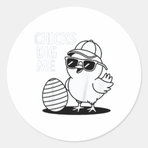 Kids Colour Me In Chicks Dig Me Happy Easter Boys Classic Round Sticker
