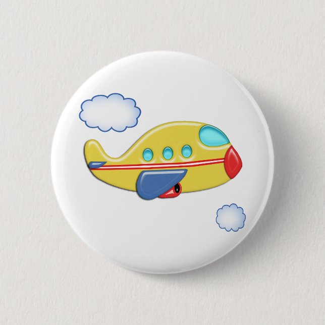 Kid's Colourful Aeroplane 6 Cm Round Badge (Front)