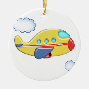 Kid's Colourful Aeroplane Ceramic Tree Decoration