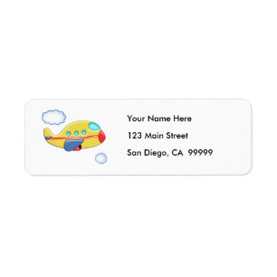 Kid's Colourful Aeroplane Return Address Label