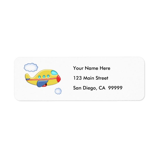 Kid's Colourful Aeroplane Return Address Label (Front)