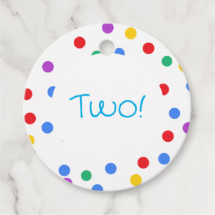 Kids Colourful Confetti Dots 2nd Birthday Favour Tags