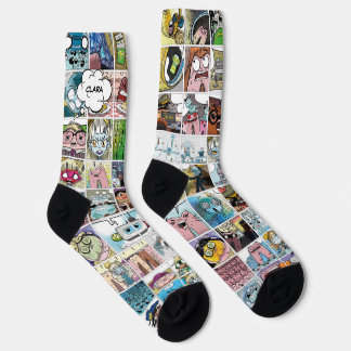 Kids Colourful Cool Character Faces Pattern Name Socks