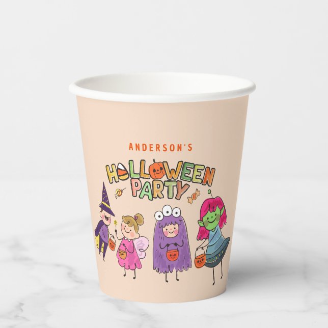 Kids Colourful Halloween Costume Party Paper Cups (Front)