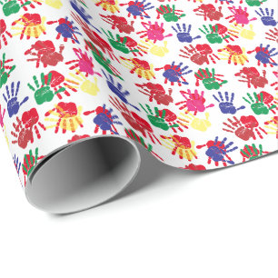 Kids Colourful Handprints Art Party  Wrapping Paper