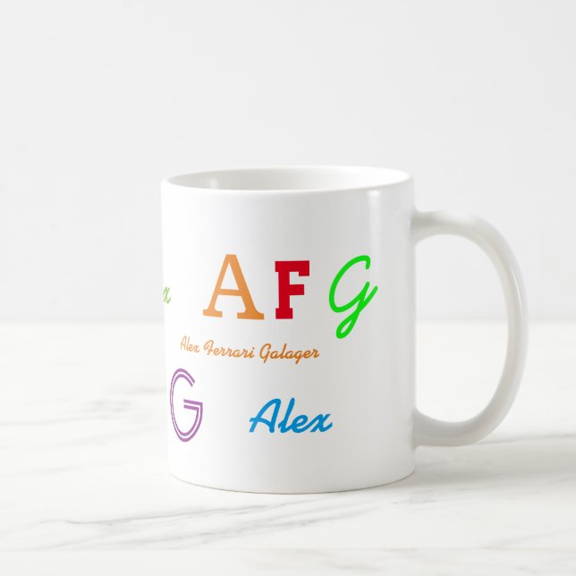 kid's colourful initials/name letters coffee mug (Right)