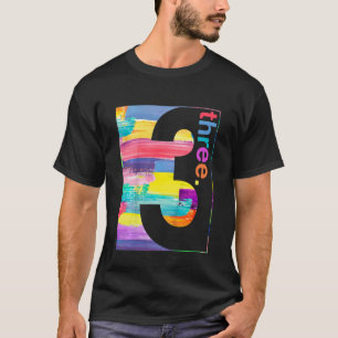 Kids Colourful Number 3 Three 3rd Birthday Boy T-Shirt