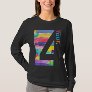 Kids Colourful Number 4 Four 4th Birthday Boys T-Shirt