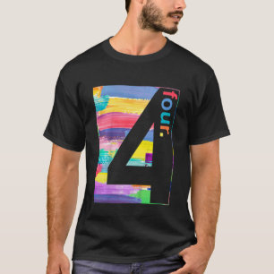 Kids Colourful Number 4 Four 4th Birthday Boys T-Shirt