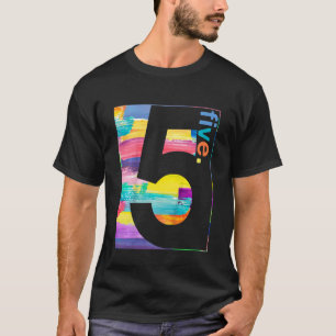 Kids Colourful Number 5 Five 5th Birthday Boys T-Shirt