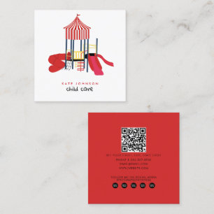 Kids Colourful Playground Childcare Teacher Square Business Card