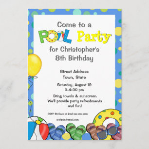 Kids' Colourful Pool Party Invitation