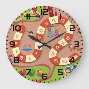 Kids Colourful Race Track Board Game Large Clock