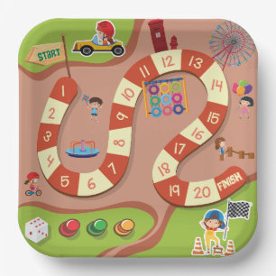 Kids Colourful Race Track Board Game Paper Plate