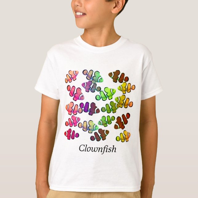 Kids Colourful School of Clownfish T-Shirt (Front)