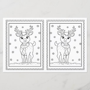 Kids Colouring Reindeer Paper Christmas Card