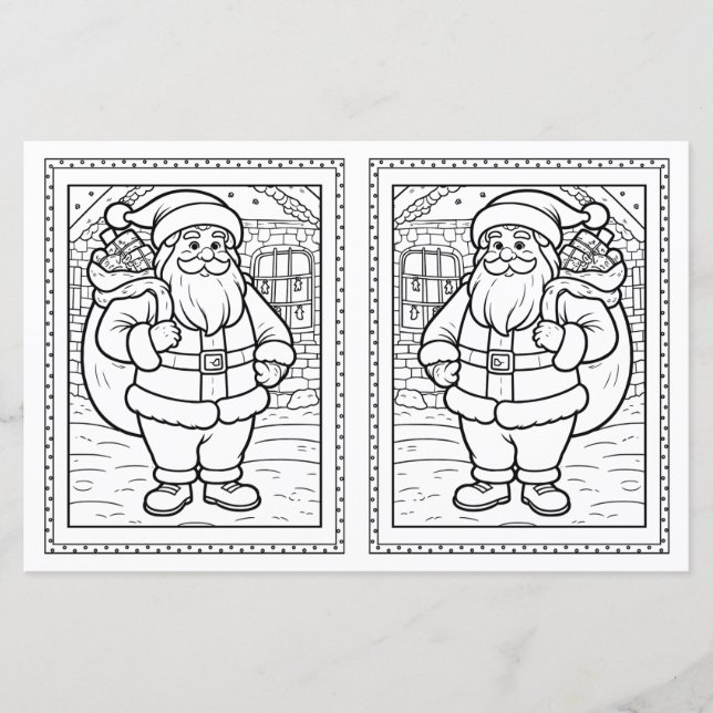Kids Colouring Santa Paper Christmas Card Template (Front)