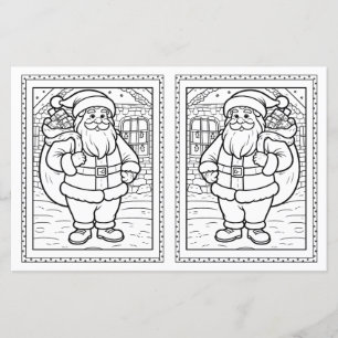 Kids Colouring Santa Paper Christmas Card Template