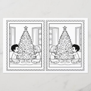 Kids Colouring Tree Paper Christmas Card Template
