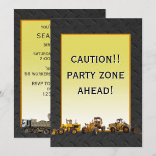 Kids Construction Birthday Party Invitation
