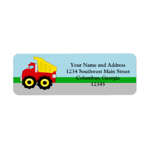 Kids Construction Dumptruck Return Address Label
