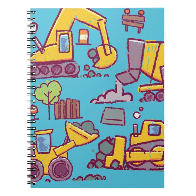 Kids Construction Themed Spiral Photo Notebook (Front)
