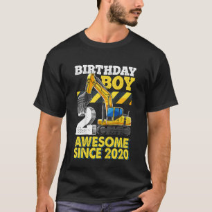 Kids Construction Truck 2nd Birthday Boy 2 Year Ol T-Shirt