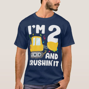 Kids Construction Truck 2nd Birthday Boy 2 Year Ol T-Shirt
