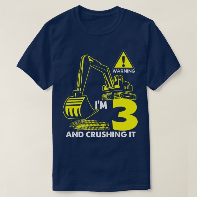 Kids Construction Truck 3rd Birthday 3 Years Old D T-Shirt (Design Front)