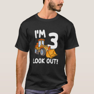 Kids Construction Truck 3rd Birthday Boy 3 Three B T-Shirt
