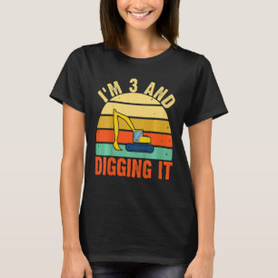 Kids Construction Truck 3rd Birthday Boy Excavator T-Shirt