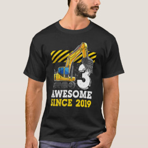 Kids Construction Truck 3rd Birthday Boy Excavator T-Shirt