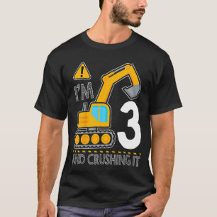 Kids Construction Truck 3rd Birthday I'm 3 And Cru T-Shirt