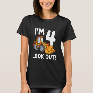 Kids Construction Truck 4th Birthday Boy 4 Four Bu T-Shirt